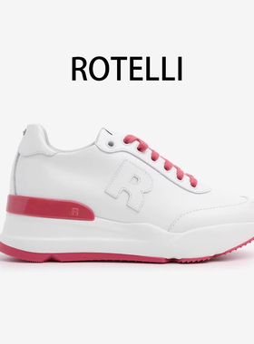 ROTELLI【轻奢风】秋冬新款真皮时尚百搭厚底女鞋内增高6CM小白鞋