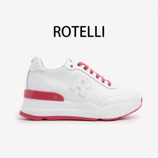 ROTELLI【轻奢风】秋冬新款真皮时尚百搭厚底女鞋内增高6CM小白鞋