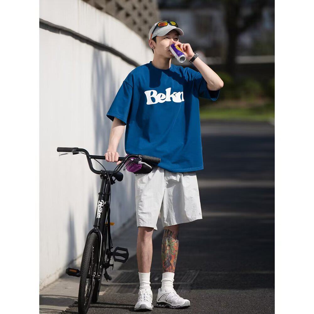 新款短袖t恤男夏季韩版潮流简约半袖上衣港风宽松休闲潮牌体恤衫