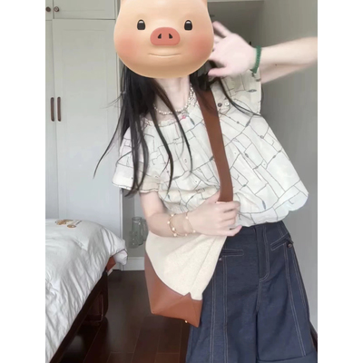 木耳边重工刺绣衬衫女夏季文艺复古设计感小众短款上衣短裤两件套