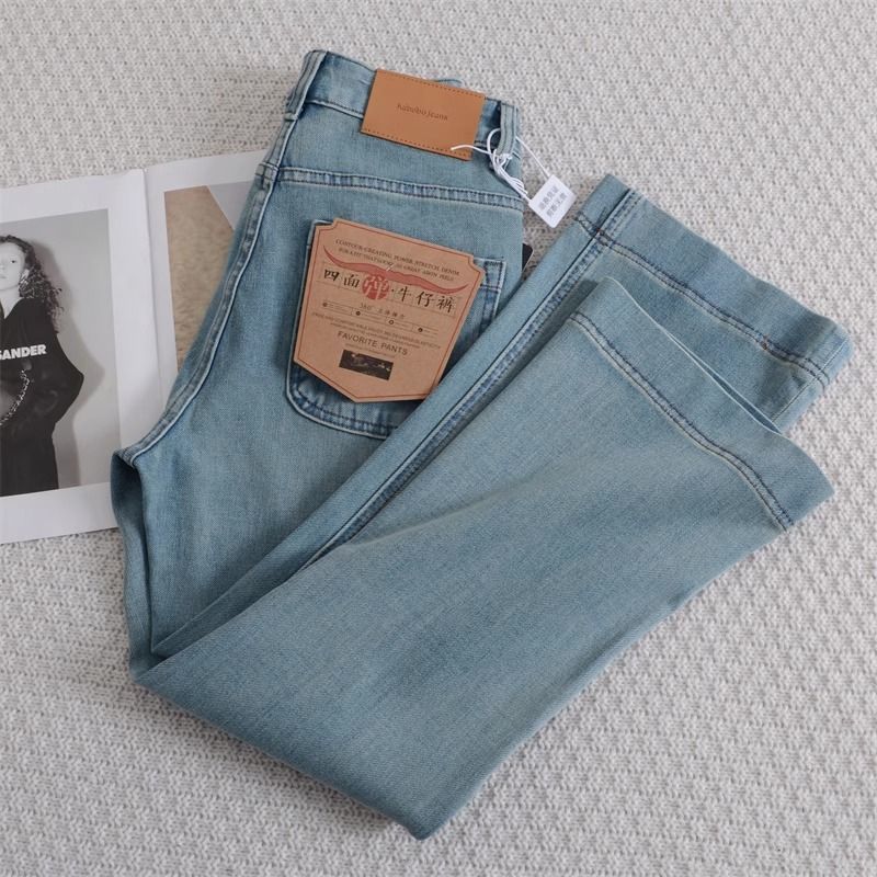 韩版弹力小个子微喇叭裤夏季洋气显瘦显高九分喇叭牛仔裤