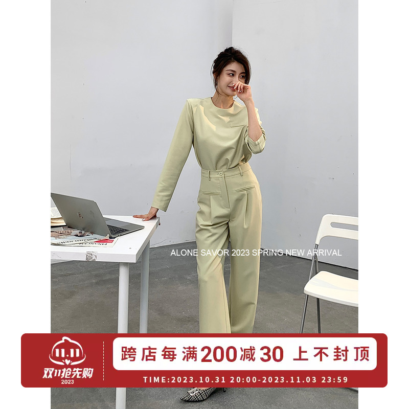 【ALONE SAVOR】女士休闲运动时尚套装2023夏高腰休闲两件套2015