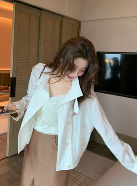 龍喜儿 “loo%人丝”白色防晒外套女薄款立领肌理感工装上衣A619