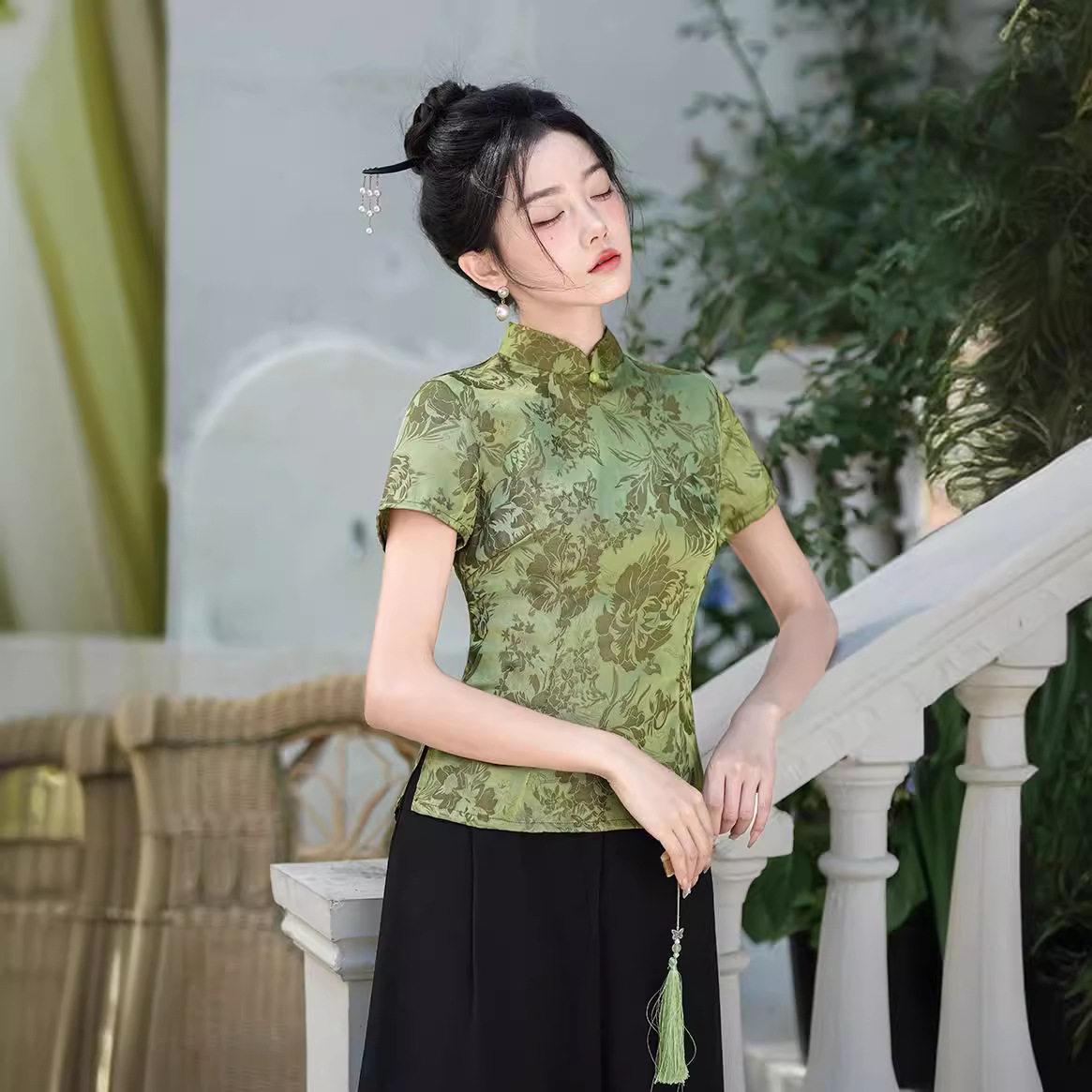 夏露新款改良旗袍风国风小上衣｜