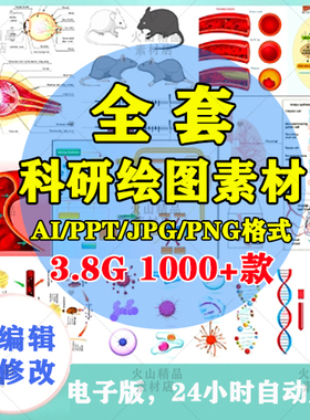 科研绘图素材医学插图细胞通路流程图科研作图ppt编辑AI生物器官