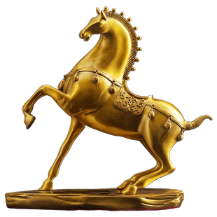 唐马黄铜工艺品摆件带底座唐马铜马家居客厅全铜装饰品桌面铜摆饰