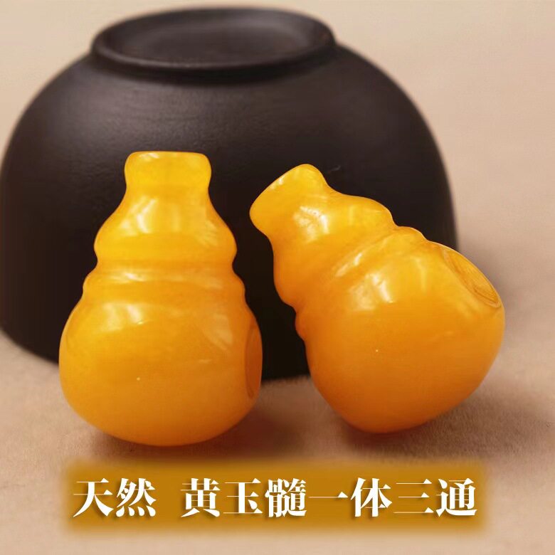 蜜蜡黄玉髓水滴三通佛头 蜜蜡色佛塔 鸡油黄藏式三通 DIY饰品配件