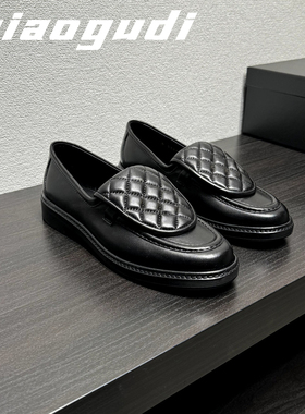 【奇奥古迪】复古经典翻盖金属扣小香风单鞋菱格纹书包扣乐福鞋女