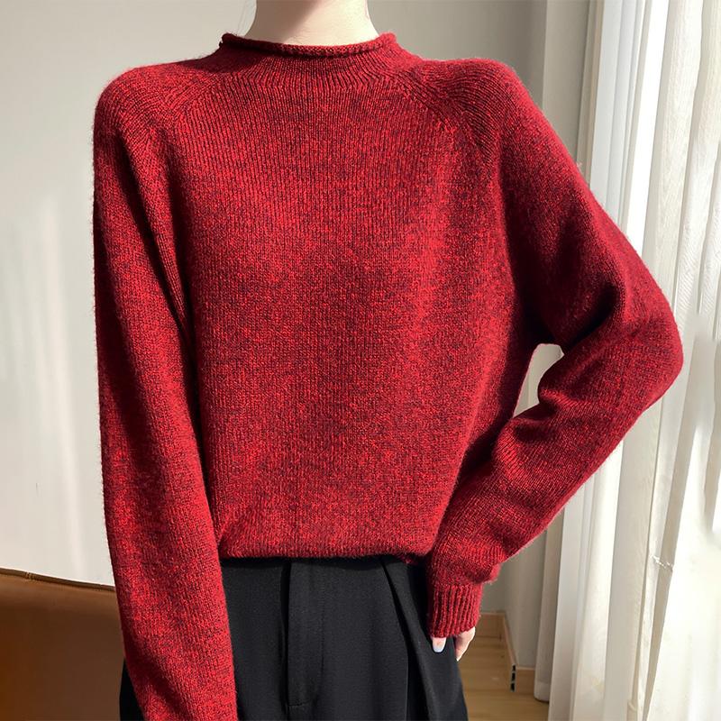 24秋冬新款一线成衣花纱羊绒衫女