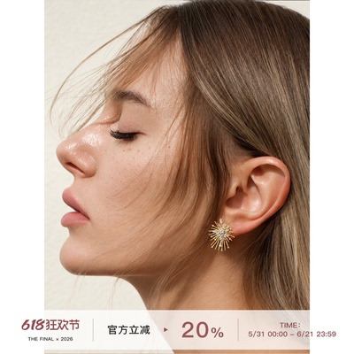 THE FINAL 高级感耳钉金钻闪耳环饰品设计感流苏烟花耳饰百搭小众