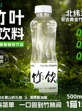 个个健竹饮竹叶黄酮植物饮料500ml*2零糖零卡零脂安吉特产竹饮