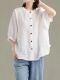 复古宽松中袖 Vintage 圆领衬衣 sleeve shirt loose middle