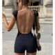 backback color Solid shorts slim piece 露背连体短裤 one 修身