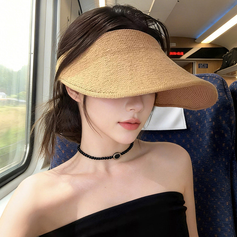 网红同款可折叠草编空顶帽女2026新款夏季凉感大帽檐防晒遮阳帽子