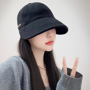 赵露思同款帽子女款秋冬大头围毛呢渔夫帽新款大帽檐鸭舌帽显脸小