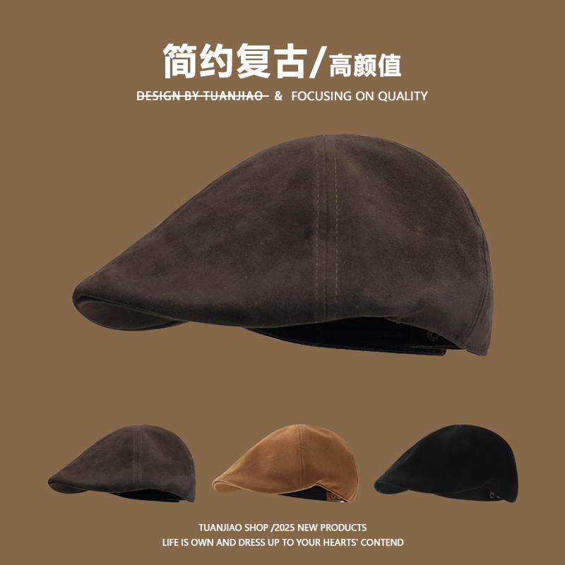 美式复古麂皮绒前进帽女大头围