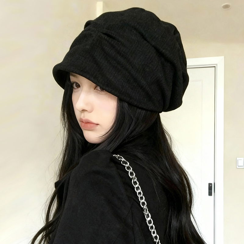 高级感褶皱堆堆帽女大头围月子帽
