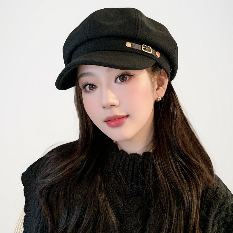 黑色贝雷帽女2024新款秋冬毛呢鸭舌八角帽子英伦复古画家帽显脸小,服饰配件/皮带/帽子/围巾,帽子,淘宝优惠券,粉丝福利购,淘宝优惠卷