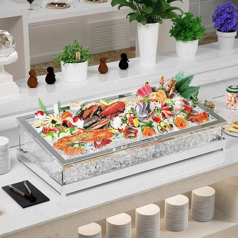 加急定制不锈钢自助餐海鲜冰槽酒店饭厅饭店展示台饮料鲑鱼鱼生