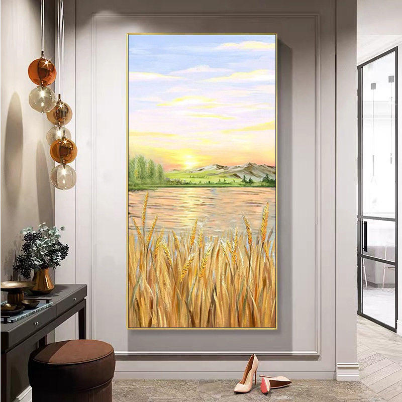 玄关手绘风景油画现代简约走廊装饰画过道挂画轻奢入户门墙画