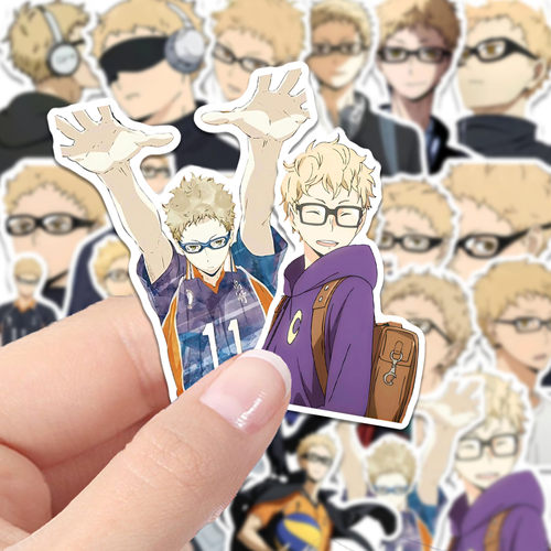 月岛莹高清防水贴纸帅气高颜值排球少年动漫周边谷子手账装饰贴画