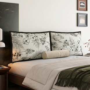 侘寂风床头靠垫新中式民宿床头软包靠背悬浮床榻榻米卧室定制靠枕