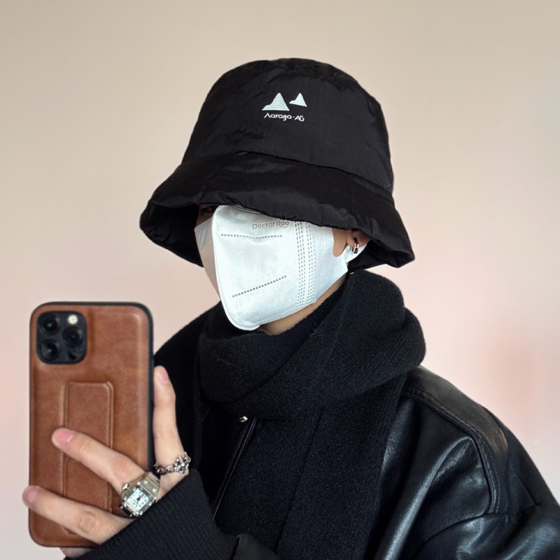 棉绒渔夫帽子男冷帽冬季2024新款