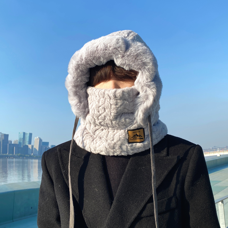 帽子男士防风骑车加绒加厚面罩