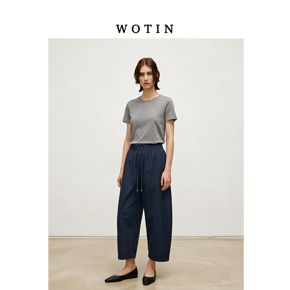 夏日易打理九分冰凉轻盈舒适神裤休闲藏肉遮胯松紧腰放空气球裤