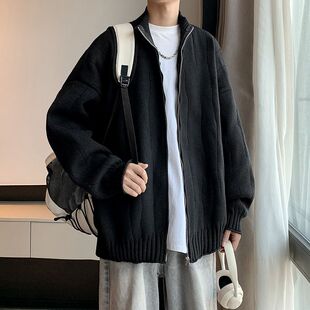 慵懒风外穿宽松休闲毛衣潮 立领针织开衫 外套男士 春秋冬季 2025新款