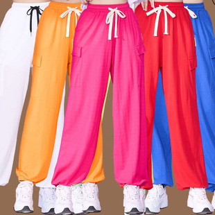 广场舞服装新款鬼步舞运动健身操团体裤子跳舞裤子表演裤女棉大码