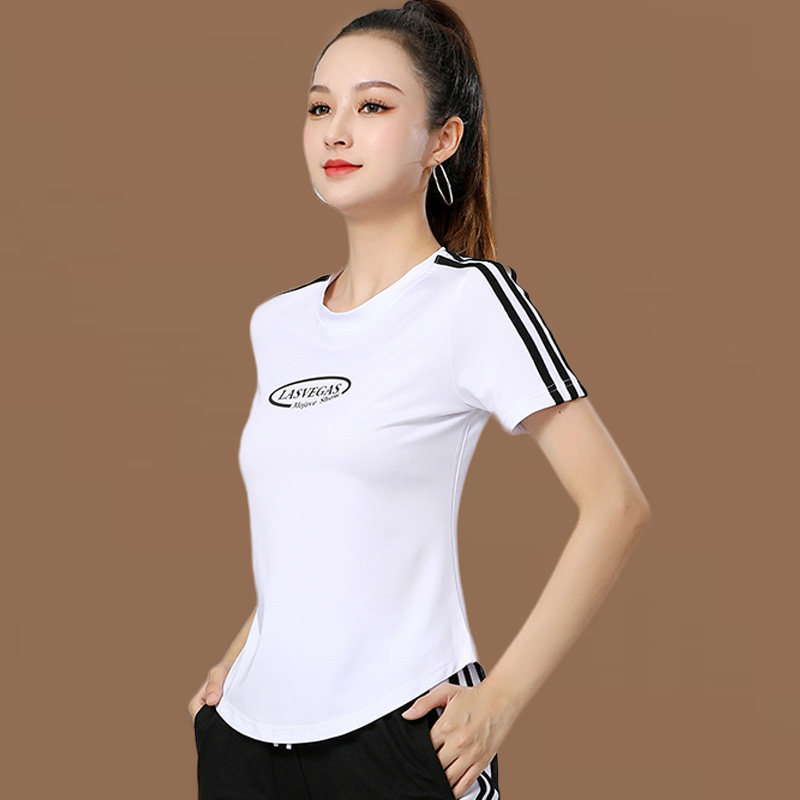 时尚鬼步舞运动健身操团体跳舞上衣表演服运动上衣大码棉新款短袖