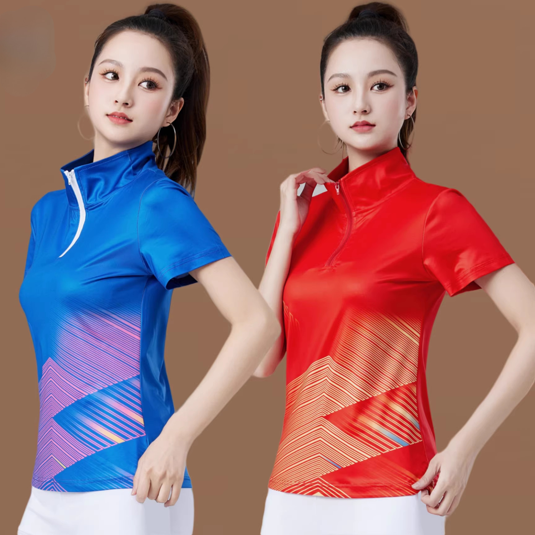 广场舞服装单件鬼步舞立领短袖健身操团体跳操服跳舞运动表演男女