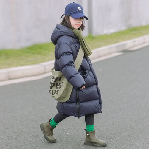 鹅小宝中长款加厚男女童95鹅绒服