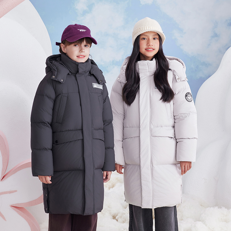 鹅小宝童装2024年冬季新款长款儿童羽绒服保暖加厚男女童鸭绒服