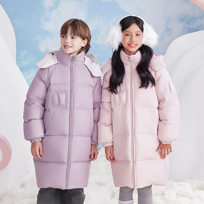 双面穿长款耐污儿童羽绒服