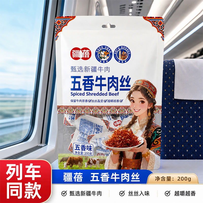 火车高铁同款疆蓓五香牛肉丝200g新疆牛肉独立包装追剧解馋小零食