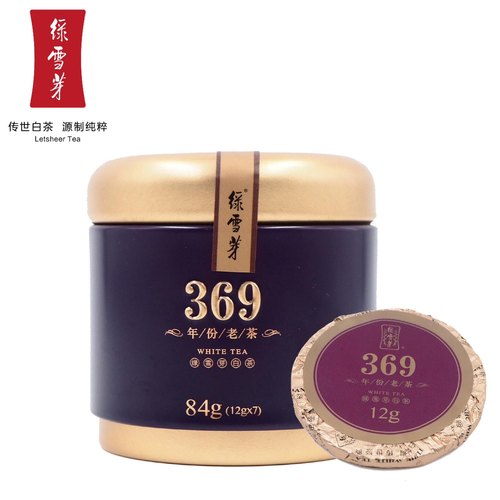 绿雪芽369 福鼎白茶 6年陈韵白牡丹寿眉老白茶茶叶春茶 84g罐装