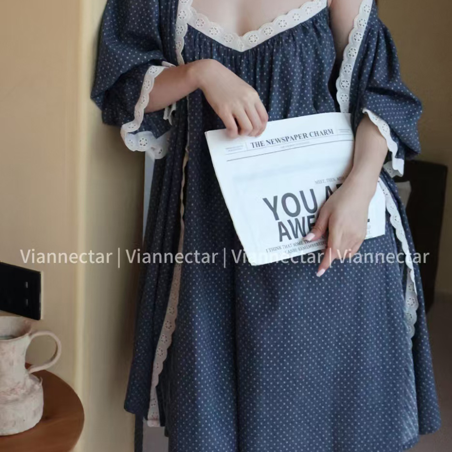 维安花密春秋款纯棉睡衣套装