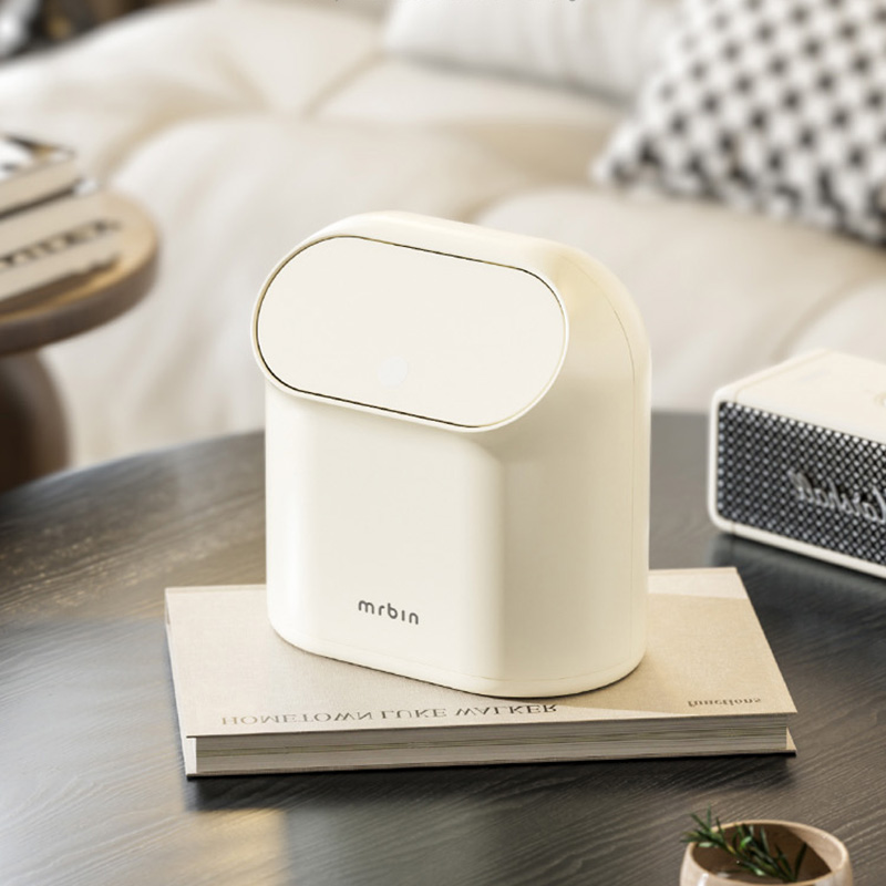 轻奢桌面垃圾桶 高颜值金属小号迷你台面洗手台按压收纳桶车载