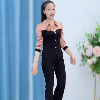 洋气两件套女春季新款简约时尚轻奢气质高雅修身显瘦长裤套装女春