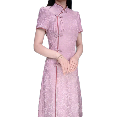 时尚改良版旗袍连衣裙女2025新款夏季短袖新中式国风显瘦裙子女夏