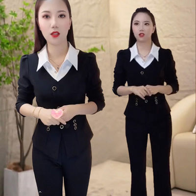 高档两件套女2025春季新款时尚轻奢气质高雅修身显瘦长裤套装女春