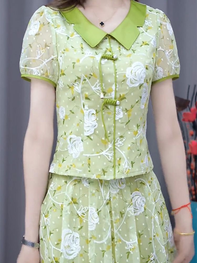 高级温柔两件套裙女2023新款夏天高端妈妈遮肚子时尚套装女半身裙