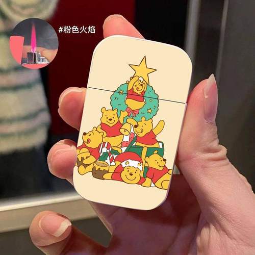 防风高颜值粉焰金属充气打火机新