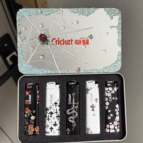 草蜢cricket蕾丝蝴蝶结裙边软萌打火机DIY创意高颜值送男友女生潮