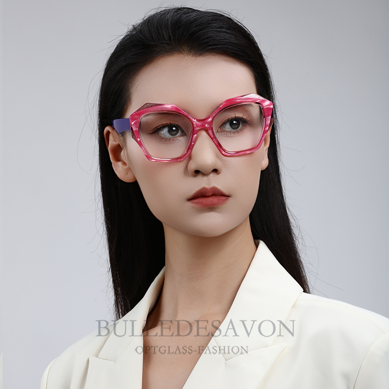 潮款多色拼色近视眼镜框欧美风猫眼女生大框瘦脸配近视度数防蓝光