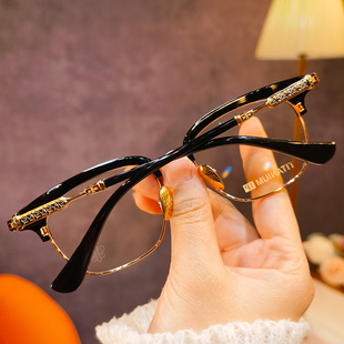 BULLE DE SAVON 超轻钛架半眉近视眼镜框男女复古镜架可配度数潮