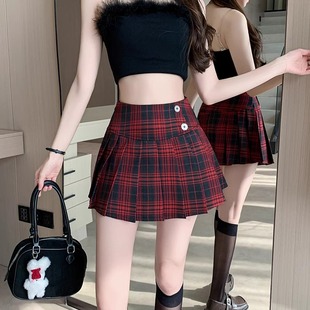 新款 DGOLD白小鱼裙格子百褶半身裙女2025夏季 jk学院风a字半裙短