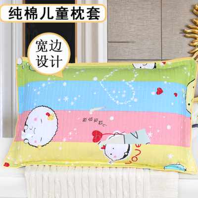 加厚夹棉儿童冰丝枕套纯棉学生枕芯套卡通护颈枕头套30x50幼儿园